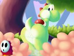 anthro anus big_butt butt duo female genitals looking_down looking_down_at_another outside partially_submerged plant pussy raised_tail standing standing_in_water tail tree water sirredbenjamin mario_bros nintendo yoshi's_island green_yoshi shyguy yoshi 2017 4:3 hi_res signature