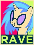 eyewear female feral glasses hair horn multicolored_hair rave solo sunglasses text two_tone_hair equestria-election friendship_is_magic hasbro my_little_pony mythology vinyl_scratch_(mlp) equid equine mammal mythological_creature mythological_equine unicorn english_text