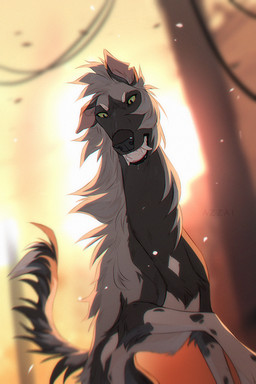 angry black_body black_fur black_nose eyebrows feral fur green_eyes grey_body grey_fur long_fangs long_snout looking_down male markings multicolored_body multicolored_fur outside small_waist snout solo spots spotted_markings tail white_body white_eyebrows white_fur azzai borzoi canid canine canis domestic_dog hunting_dog mammal sighthound 2024 2:3 colored digital_drawing_(artwork) digital_media_(artwork) shaded