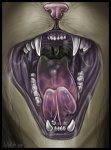 anthro bodily_fluids curled curled_tongue detailed_mouth fangs female gaping_mouth mouth_shot open_mouth palate piercing saliva snout solo teeth tongue tongue_piercing uvula vera_(artist) honey_vera_hali vera_(vera) felid langurhali mammal 2007