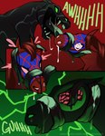 bodily_fluids dizzy dizzy_eyes drooling duo ear_penetration feral intelligence_loss long_tongue male male/male mask mindfuck oral penetration saliva spiral_eyes tongue tongue_fucking tongue_out tongue_wrap manahallowhound marvel spider-man_(series) horse_venom spider-horse_(manahallowhound) alien equid equine hybrid mammal symbiote absurd_res comic hi_res
