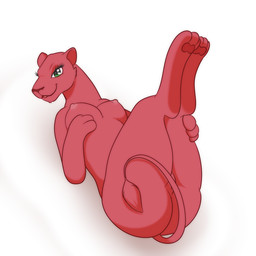 anthro anthrofied breasts busty_feral butt eyelashes female feral fur genitals green_eyes looking_at_viewer lying nipples on_back open_mouth pawpads presenting pussy_peek red_body red_fur simple_background solo tongue vulva white_background lonbluewolf a_thousand_and_one_nights_(1969) osamu_tezuka felid lion mammal pantherine 1:1 2015