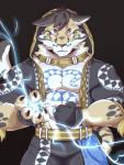 abs anthro clothing collar countershading fur male simple_background spots tattoo salga_0310 nekojishi studio_klondike likulau clouded_leopard felid mammal pantherine 2017