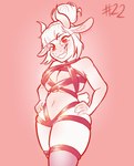 anthro breasts clothed clothing female hands_on_hips horn legwear midriff red_eyes skimpy smile solo thigh_highs junkedart dressuptober helltaker goat_lucifer_(helltaker) bovid caprine demon goat mammal 2021 digital_drawing_(artwork) digital_media_(artwork) hi_res monochrome portrait three-quarter_portrait