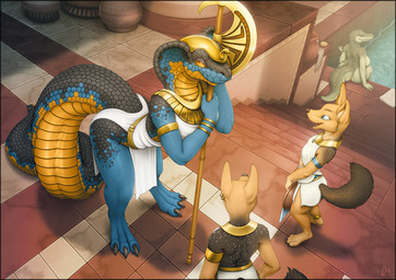 3_toes 4_toes anthro axe bent_over black_body black_claws black_eyes black_scales blue_body blue_eyes blue_scales breasts claws clothed clothing detailed_background detailed_scales digitigrade ear_piercing feet female fur furgonomics group male melee_weapon multicolored_body multicolored_scales non-mammal_breasts open_mouth piercing pupils scales side_boob slit_pupils smile snake_hood standing tail teeth toe_claws toes tongue weapon wide_hips yellow_body yellow_scales yellow_sclera vader-san canid canine canis cobra crocodile crocodilian jackal lizard mammal reptile scalie snake 2017 detailed hi_res