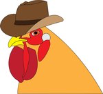 beak clothing cowboy_hat feathers feral hat headgear headwear male orange_body orange_eyes orange_feathers solo yellow_beak venus_velvet avian bird chicken galliform gallus_(genus) phasianid headshot_portrait portrait three-quarter_portrait