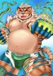 2019 anthro belly bottomwear clothing felid hi_res hombre_tigre_(tas) humanoid_hands lifewonders male mammal moobs navel nipples overweight overweight_anthro overweight_male pantherine shorts solo teeth tiger tokyo_afterschool_summoners tongue tori2tea