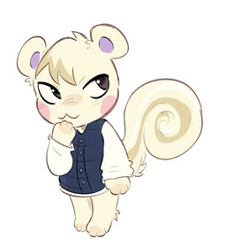 :3 anthro big_tail black_eyes blue_clothing blue_topwear blue_vest blush chibi clothed clothing countershade_hair coy eyeshadow fur hand_on_chin leg_tuft looking_away makeup male markings minimal_shading noseless pantsless paws pink_blush purple_inner_ear round_ears solo standing striped_markings striped_tail stripes tail tail_markings tail_swirl thinking topwear tuft vest white_body white_ears white_fur white_legs white_paws white_sleeves white_tail izzy-paw animal_crossing nintendo marshal_(animal_crossing) mammal rodent sciurid tree_squirrel 2026 colored_sketch digital_media_(artwork) hi_res sketch