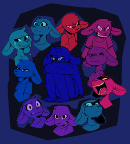 angry anthro bared_teeth barefoot biped black_background bodily_fluids border claws clothed clothing crying feet frown half-closed_eyes hand_on_head head_tuft hugging_knees male multiple_poses narrowed_eyes pose sad scowl shirt simple_background sitting solo sweat sweatdrop t-shirt tears toe_claws topwear tuft fuel_(artist) chico_(fuel) antelope bovid gazelle mammal 2025 expression_sheet hi_res screentone