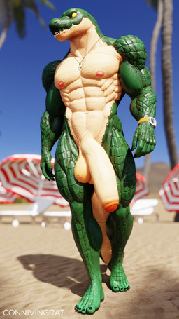 abs anthro balls beach biceps big_balls big_penis claws clock countershading day exhibitionism feet finger_claws foreskin front_view genitals green_body green_scales humanoid_feet humanoid_genitalia humanoid_penis jewelry jewelry_only looking_away male multicolored_body multicolored_scales muscular muscular_anthro muscular_male muscular_thighs necklace necklace_only nipples non-mammal_balls non-mammal_nipples nude nude_beach obliques outdoor_nudity outside pecs penis pink_nipples plantigrade public public_exposure public_nudity ribs scales seaside solo tan_body tan_countershading tan_scales teeth triceps two_tone_body two_tone_scales vein watch yellow_sclera connivingrat helm_(connivingrat) crocodile crocodilian reptile scalie 3d_(artwork) 9:16 digital_media_(artwork) hi_res
