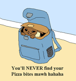 ambiguous_gender anthro backpack black_eyes black_nose black_text brown_body brown_fur dialogue floor fur inside inside_backpack multicolored_body multicolored_fur open_mouth paws solo tan_body tan_fur text richard_roe nintendo pokemon eevee generation_1_pokemon pokemon_(species) 2025 english_text low_res