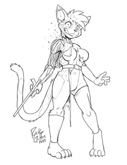 angry anthro belt breasts claws clothing digitigrade dripping_fluid ear_piercing exposed_endoskeleton eyebrows eyelashes female female_anthro legwear machine piercing solo thigh_highs wounded rick_griffin ani-droids domestic_cat felid feline felis mammal robot 2023 hi_res monochrome signature