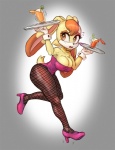 anthro beverage big_breasts biped breasts bunny_costume carrot cleavage clothed clothing costume female fishnet_clothing fishnet_legwear food footwear glass gradient_background high_heels legwear mature_anthro mature_female open_mouth plant shoes simple_background solo stockings tray vegetable drxsmokey sega sonic_the_hedgehog_(series) vanilla_the_rabbit lagomorph leporid mammal rabbit