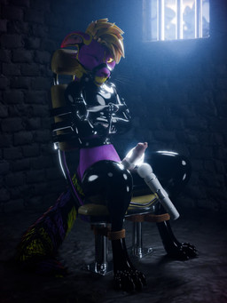 bdsm bondage bound latex male teasing teom99 canid canine fox mammal rexouium 3:4 3d_(artwork) digital_media_(artwork) hi_res