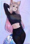 clothing female hair looking_at_viewer simple_background solo tail max_fresnel kda league_of_legends riot_games tencent ahri_(lol) human humanoid mammal vastaya digital_media_(artwork) hi_res portrait three-quarter_portrait