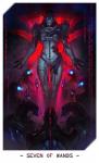 ambiguous_gender blue_eyes card card_template cybernetics fortune_telling glowing glowing_eyes group machine male minor_arcana seven_of_wands_(tarot) solo_focus tarot tarot_card wands_(tarot) alteya bioware electronic_arts mass_effect harbinger_(mass_effect) saren_arterius alien cyborg geth reaper_(mass_effect) robot turian hi_res