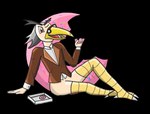absurd_res alpha_channel ambiguous_gender anonymous_artist anthro avian bird bottomless clothed clothing codex_(bookworm) grey_hair hair hi_res solo