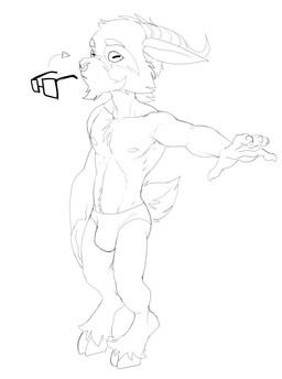 5_fingers anthro belly_tuft cheek_tuft chest_tuft chin_tuft claws closed_frown clothed clothed_anthro clothed_male clothing directional_arrow eyewear facial_markings facial_piercing facial_tuft fingers frown glasses head_markings head_tuft hooves horn humanoid_hands leg_tuft male male_anthro markings mouth_closed navel nipples nose_piercing nose_ring piercing pupils rectangular_glasses ring_piercing simple_background slim_anthro slim_male solo speedo square_pupils standing swimwear tail tail_tuft three-quarter_view topless topless_anthro topless_male tuft white_background bristol chiko_(bristol) bovid caprine goat mammal 2020 absurd_res black_and_white digital_drawing_(artwork) digital_media_(artwork) hi_res monochrome