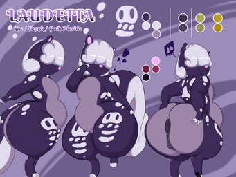 anus anus_focus belly big_belly big_butt bone butt butt_focus butt_grab circle circle_(marking) circle_background female front_view genitals grey_hair hair hand_on_butt huge_belly huge_butt huge_hips huge_thighs logo multicolored_body nude on_one_leg open_mouth open_smile purple_body rear_view side_view skull skunk_tail smile solo spread_anus spreading standing symbol_on_thigh thick_thighs three-quarter_view vulva wide_hips spikelove15 laudetta_(spikelove15) animal_humanoid humanoid mammal mammal_humanoid mephitid mephitid_humanoid skunk 4:3 absurd_res hi_res model_sheet portrait