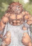 2014 abs anthro beard biceps big_muscles black_nose blush bodily_fluids bomb_(artist) brown_body brown_fur brown_hair chain convenient_censorship cuff_(restraint) cum cum_bath cum_covered cum_everywhere cum_in_mouth cum_inside cum_on_arm cum_on_belly cum_on_body cum_on_chest cum_on_face cum_on_hand cum_on_leg cum_on_nipples erection excessive_cum excessive_genital_fluids facial_hair felid front_view fur genital_fluids genitals hair huge_muscles leo_(red_earth) lion looking_at_viewer male mammal messy muscular muscular_anthro muscular_male muscular_sub nipples pantherine pecs penis portrait red_earth restraints shackles simple_background smile solo submissive three-quarter_portrait yellow_eyes