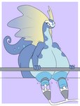 anthro areola aurorus bent_over big_breasts big_butt big_nipples blue_areola blue_body blue_nipples bodily_fluids breast_milking breasts butt carboncopy612 clenched_teeth curled_tail female fossil_pokemon generation_6_pokemon genitals guard_rail huge_breasts huge_butt huge_nipples hyper hyper_breasts hyper_genitalia lactating looking_up machine milking_machine nintendo nipple_dip nipples non-mammal_breasts pokemon pokemon_(species) solo tail teeth