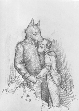 anthro bottomwear clothed clothed_anthro clothed_male clothing duo ears_up eyes_closed fur hand_holding hand_on_shoulder horn hug hugging_another jacket jacket_vest male male/male outside pants plant sad shirt shrub topwear vest wool_(fur) reynard_goodfellow reynard_the_baa bovid canid canine canis caprine mammal sheep wolf hi_res monochrome