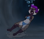 3_toes anthro asphyxiation athletic athletic_female blush bubble cave clothing cyanosis drowning feet female freckles hair imminent_death pear-shaped_figure purple_hair ryona solo swimwear toes underwater water wide_hips e254e lynn_(skippyfox15117) hyena mammal absurd_res hi_res