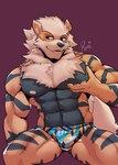 abs anthro bulge male muscular muscular_male pec_grab pecs solo tail ruxvel nintendo pokemon arcanine generation_1_pokemon pokemon_(species) absurd_res hi_res tagme