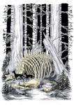 bone detailed_background duo feral forest plant silhouette tree anisis arne mammal 2017 traditional_media_(artwork)