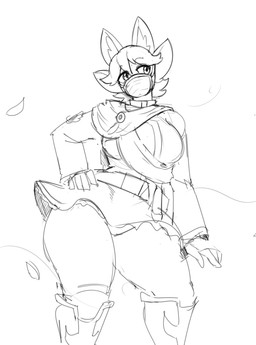 4_ears accessory anthro bottomwear breasts clothed clothing female flower jacket jacket_vest mask multi_ear panties plant raised_bottomwear raised_clothing raised_skirt skirt solo topwear underwear vest wind atherol hytale ralena/ralaku digital_media_(artwork) hi_res