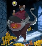 anthro belly belly_tattoo big_belly bottomwear buckteeth claws clothed clothing coin coin_purse fur hair hair_over_eye half-closed_eyes hand_on_belly holding_object holding_sack idea idea_bulb light_bulb male money money_bag morbidly_obese morbidly_obese_anthro morbidly_obese_male narrowed_eyes navel obese obese_anthro obese_male object_vore one_eye_obstructed open_mouth overweight overweight_anthro overweight_male pants raised_tail sack scarf shirt solo standing tail tail_tuft tattoo teeth tongue topwear tuft vore tommysamash grendelrat mammal murid murine rat rodent 2024 absurd_res hi_res signature