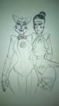 anthro ballerina ballet big_breasts bottomwear bow_(feature) bow_tie breasts clothing dancewear duo eyes_closed female looking_at_viewer machine skirt smile tutu ariellesweetsugar five_nights_at_freddy's scottgames sister_location ballora_(fnafsl) funtime_foxy_(fnaf) animatronic canid canine fox humanoid mammal robot monochrome traditional_media_(artwork)