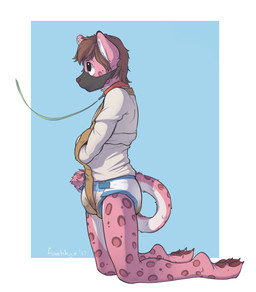 4_toes abstract_background anthro barefoot bdsm bodily_fluids bondage bound brown_hair brown_pawpads claws clothed clothing collar diaper eyebrows feces feet fur genital_fluids hair kneeling leash male markings muzzle_(object) muzzled pawpads pink_body pink_fur red_collar restraints scatplay side_view simple_background soiled_diaper soiling solo spots spotted_body spotted_fur straitjacket toe_claws toes unclean_diaper urine used_diaper wearing_diaper wet_diaper wetting foxehhyz sadey_(sadey_mayfire) felid mammal pantherine snow_leopard 2017 digital_drawing_(artwork) digital_media_(artwork) hi_res signature