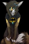 accessory anthro blue_eyes brown_hair clothing dipstick_tail female hair hair_accessory hair_ribbon jewelry looking_at_viewer markings multicolored_tail necklace open_mouth ribbons shirt simple_background solo t-shirt tail tail_markings topwear transparent_background mudpiie batman_(series) dc_comics batman topaz_(lipton) canid canine fox mammal 2011 alpha_channel