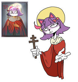 5_fingers accessory anthro black_nose bow_(feature) bow_accessory bow_ribbon clothed clothing cross emote female fingers fur hair hair_accessory hair_bow hair_ribbon halo looking_at_viewer multicolored_body multicolored_fur purple_body purple_fur purple_hair religious_clothing ribbons simple_background smile solo white_body white_fur third-party_edit unknown_artist vkontakte masyunya_(vkontakte) domestic_cat felid feline felis mammal 2022