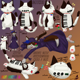 anthro black_body black_eyes black_fur blue_rose bracelet brown_body brown_fur clothing crossed_ankles dimension_line directional_arrow duo eyes_closed flower fur green_eyes grey_body grey_fur hair imperial_unit information_label jewelry keyboard_instrument lying_on_ground machine male musical_instrument note number on_ground paws plant ponytail purple_clothing rainbow_text raised_arm rose_(flower) simple_background smile solo_focus text unit white_body white_fur ratteu cathee ratteu_(character) canid canine canis domestic_cat felid feline felis mammal robot wolf 1:1 absurd_res character_name digital_media_(artwork) hi_res model_sheet nonbinary_(lore)