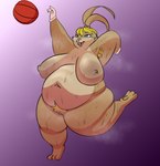 anthro armpit_hair belly belly_overhang big_belly big_breasts blonde_hair blue_eyes bodily_fluids body_hair breasts buckteeth clothing female fur hair handwear nipples nude obese obese_anthro obese_female overweight overweight_anthro overweight_female pubes solo sweat teeth thick_thighs wide_hips oxkingky looney_tunes warner_brothers lola_bunny lagomorph leporid mammal rabbit