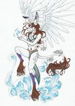 anthro biped bra breasts clothing female hair hooves horn simple_background solo underwear white_background wings miysis equid equine hybrid mammal 2005