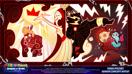 accessory anthro arms_bent bag beard bent_legs black_beard black_body black_facial_hair black_fur black_hair black_toga blonde_eyebrows blonde_facial_hair blonde_mustache blue_beard blue_eyebrows blue_facial_hair bodily_fluids body_hair breasts buckteeth chest_hair cleavage closed_frown clothed clothed_anthro clothed_female clothed_male clothing cloud copyright_symbol crown crying curly_hair dress electricity empty_eyes eyebrows eyelashes eyes_closed facial_hair featureless_feet feet female female_anthro frown fur gesture goatee group hair hand_gesture headband headgear holding_object holding_stick kneeling lightning long_beard long_ears long_hair magic magic_user male male_anthro medium_breasts mitten_hands mouth_closed muscular muscular_anthro muscular_male mustache noseless orange_facial_hair orange_goatee orange_hair pecs pointing red_body red_fur red_headband red_line_art red_sash red_teeth red_toga sad short_hair sparkles stick symbol tears tears_of_sadness teeth text title toga unibrow walking_away wave white_line_art year yellow_body yellow_clothing yellow_dress yellow_fur yellow_inner_ear yellow_wristband fabio_pochet mario_bros mario_plus_rabbids_sparks_of_hope nintendo raving_rabbids rayman_(series) ubisoft augie's_father augie's_mother augie_(mario_plus_rabbids) perfectus lagomorph mammal rabbid 16:9 2022 4k absurd_res artist_name colored colored_line_art crossover digital_drawing_(artwork) digital_media_(artwork) english_description english_text hi_res multiple_scenes official_art widescreen brother_(lore) brothers_(lore) father_(lore) father_and_child_(lore) father_and_son_(lore) mother_(lore) mother_and_child_(lore) mother_and_son_(lore) parent_(lore) parent_and_child_(lore) parent_and_son_(lore) sibling_(lore) son_(lore) twins_(lore)