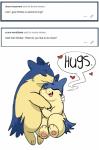 2018 absurd_res borky-draws cuddling duo ember_the_typhlosion embrace english_text eyes_closed female feral generation_2_pokemon hi_res hug male male/female nintendo pokemon pokemon_(species) simple_background size_difference text typhlosion