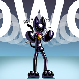 ambiguous_gender anthro bell bell_collar black_body bodily_fluids bulge cat_tail clothing collar dripping ears_up glistening glistening_body gold_(metal) latex latex_clothing latex_skinsuit male null_bulge onomatopoeia owo paw_shoes paws red_collar reflective_body round_head simple_background simple_face skinsuit solo sound_effects sticky sweat tail text tight_clothing rubbori sillyseacreatur goo_creature human humanoid living_latex mammal 1:1 hi_res