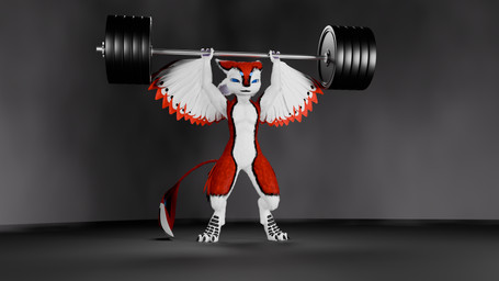 3_fingers 3_toes 4_ears anthro biped blue_eyes digitigrade dumbbell exercise feathers feet fingers inside long_tail multi_ear nude_anthro overhead_press simple_background solo standing tail toes weights wings workout workout_gear the_architect_of_order the_founder avali 16:9 3d_(artwork) absurd_res digital_media_(artwork) hi_res huge_filesize shaded soft_shading watermark widescreen