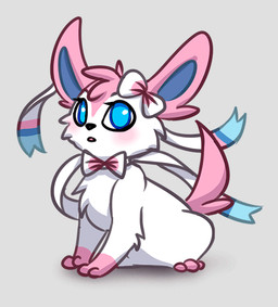ambiguous_gender blinking blue_eyes blue_inner_ear eyelashes feral fur grey_background head_tuft open_mouth pink_body pink_fur simple_background sitting solo tail tail_motion tailwag tuft white_body white_fur bloominglynx nintendo pokemon eeveelution generation_6_pokemon pokemon_(species) sylveon 2020 animated animated_gif cel_shading digital_media_(artwork) frame_by_frame full-length_portrait portrait shaded short_playtime