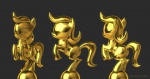 award female gold_(metal) model raytraced solo tail trophy karol_pawlinski friendship_is_magic hasbro my_little_pony equid equine horse mammal pony 3d_(artwork) digital_media_(artwork)