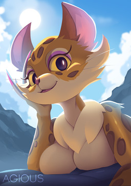 anthro breast_rest breasts cheek_tuft claws close-up countershading eyeshadow facial_tuft female finger_claws fur long_claws looking_at_viewer lying makeup markings nude on_front open_mouth open_smile outside sky smile smiling_at_viewer solo spots spotted_body spotted_fur tuft yellow_body yellow_fur agious kirby_(series) kirby_and_the_forgotten_land nintendo clawroline felid humanoid leopard mammal pantherine absurd_res hi_res