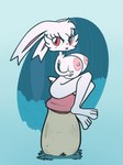 angry anthro big_breasts big_feet breasts feet female fungus fur head_tuft mouthless mushroom red_eyes solo tuft white_body white_fur scrambledeve viola_(scrambledeve) lagomorph leporid mammal rabbit hi_res