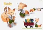 anthro clothed clothing fur male simple_background solo toy yellow_body yellow_fur young namuklo pecola rudy_(pecola) canid canine fox mammal absurd_res hi_res