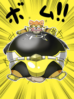 anthro clothed clothing inflation kemono male obese obese_anthro obese_male overweight overweight_anthro overweight_male solo text visor koori_sirokuma tdph2dubnoxxthu lifewonders live_a_hero procy canid canine canis domestic_dog mammal 2020 3:4 absurd_res hi_res japanese_text