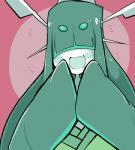 ambiguous_gender blush green_hair hair happy open_mouth simple_background smile solo petronoise nintendo pokemon celesteela generation_7_pokemon humanoid pokemon_(species) ultra_beast 2018