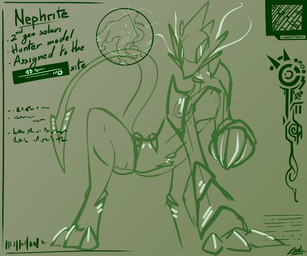 3_toes 4_fingers ambiguous_gender anthro arched_back armor armor_plates breastplate featureless_crotch feet fingers globe lights long_tail looking_at_viewer machine nude pointed_tail prehensile_tail pseudo_hair pupils redacted_text slim slit_pupils solo spread_legs spreading tail text toes whiskers conditional_dnp lodi_(artist) mythology android dragon hybrid mythological_creature mythological_scalie robot scalie solari_(species) 6:5 english_text hi_res restricted_palette signature sketch